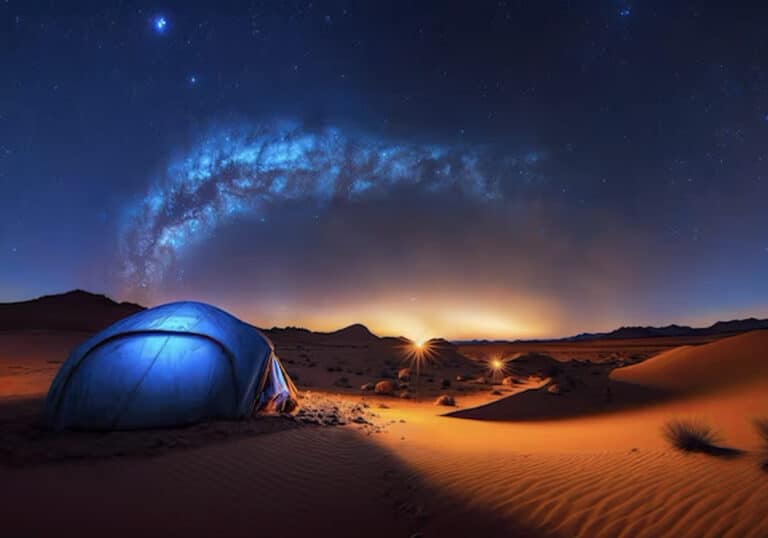 کمپینگ در کویر در شب